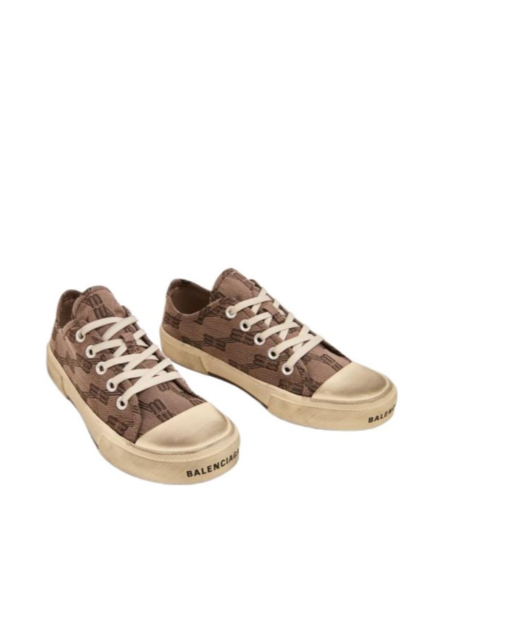 Balenciaga Brown All-Over Monogram Print Laced Sneakers for men