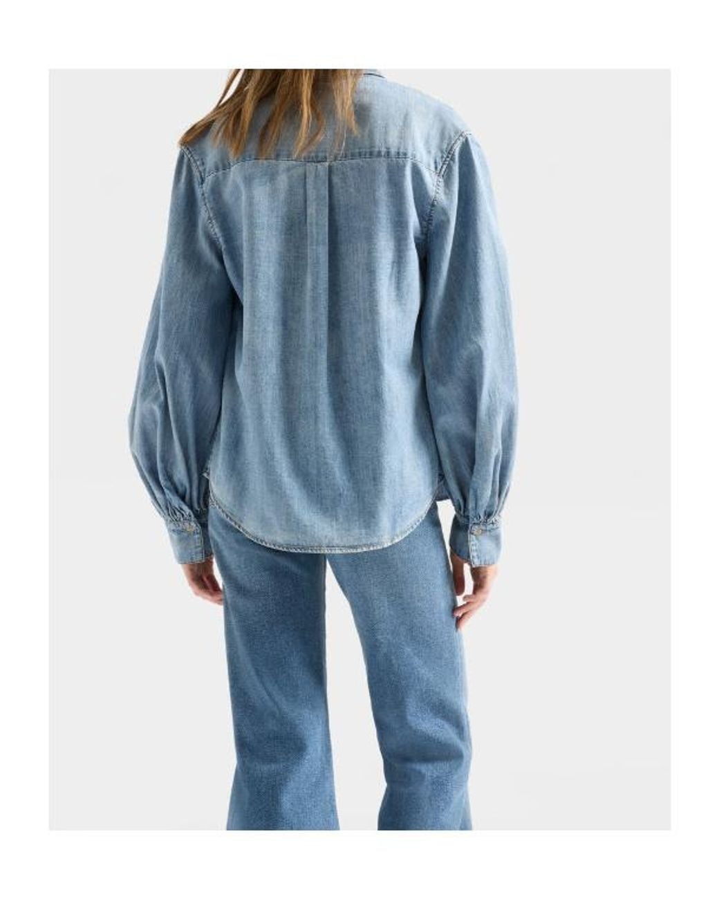 7 For All Mankind Blue Chambray Patch-Pocket Shirt
