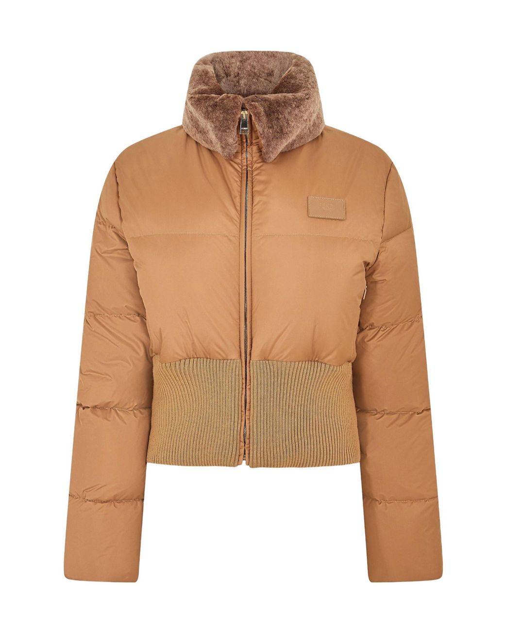 Fendi Brown Quilted Cropped Puffer Jacket