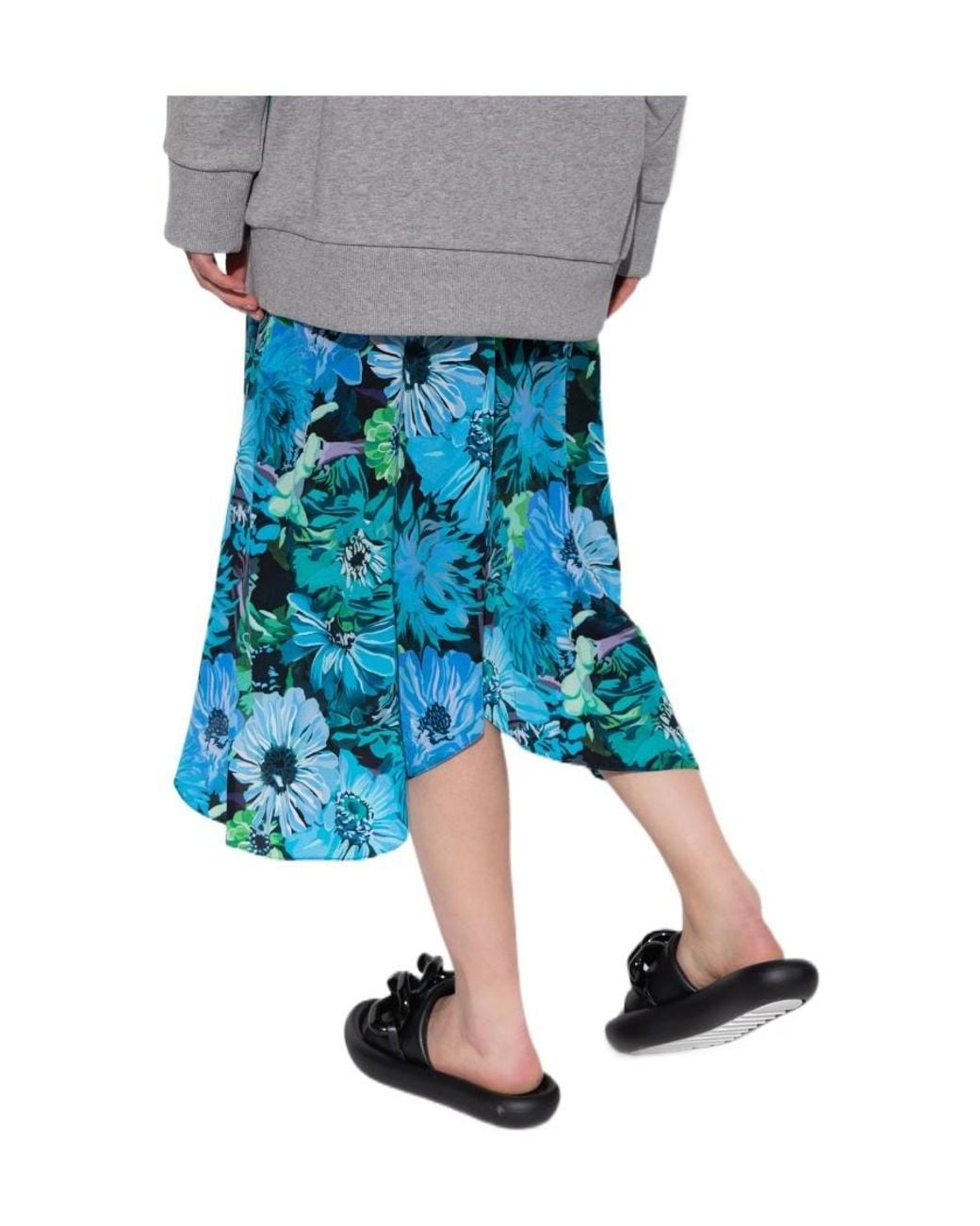 Stella McCartney Blue Floral Silk Midi Skirt