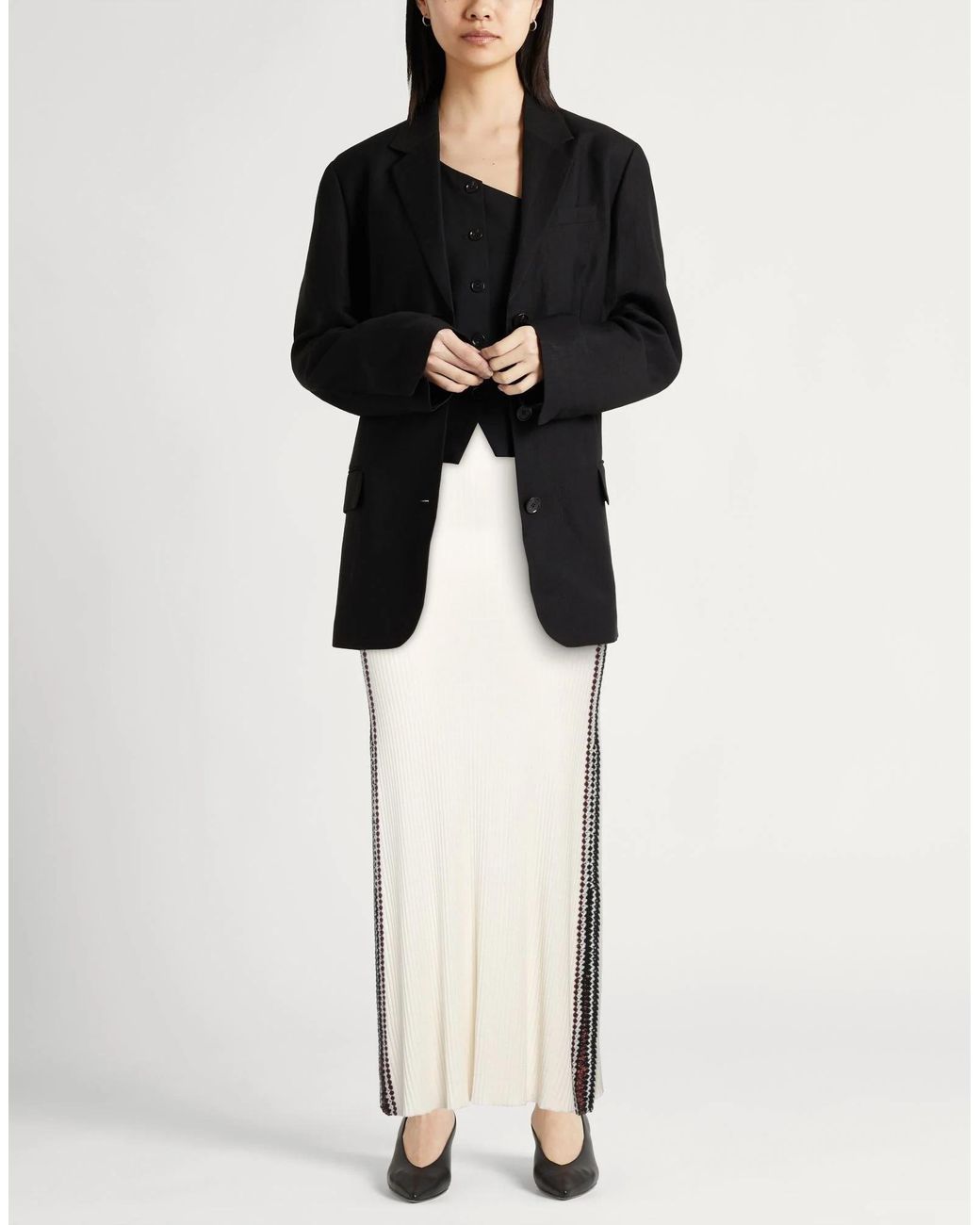 Chloé White Wool Knit A-Line Skirt