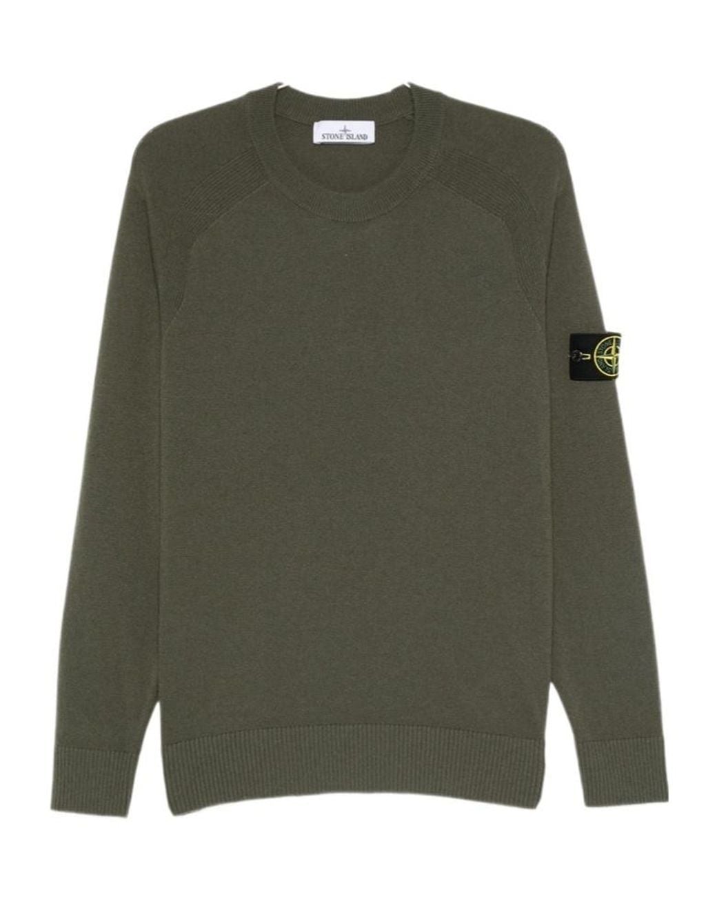 Stone Island Green Compass Badge Crewneck Jumper for men