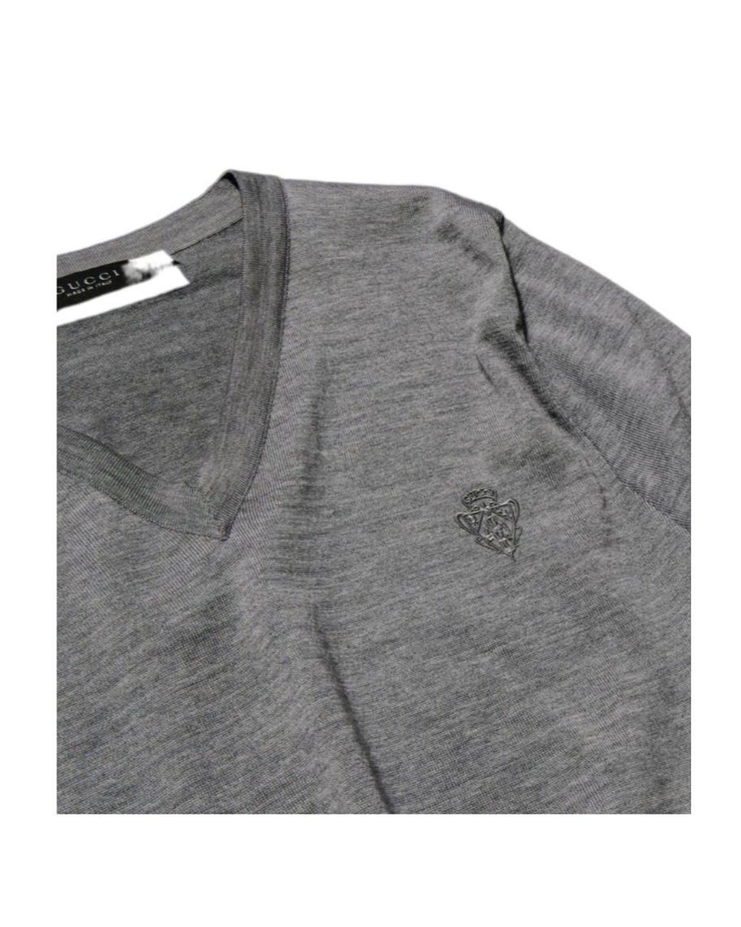 Gucci Gray V-Neck Knitted Sweater