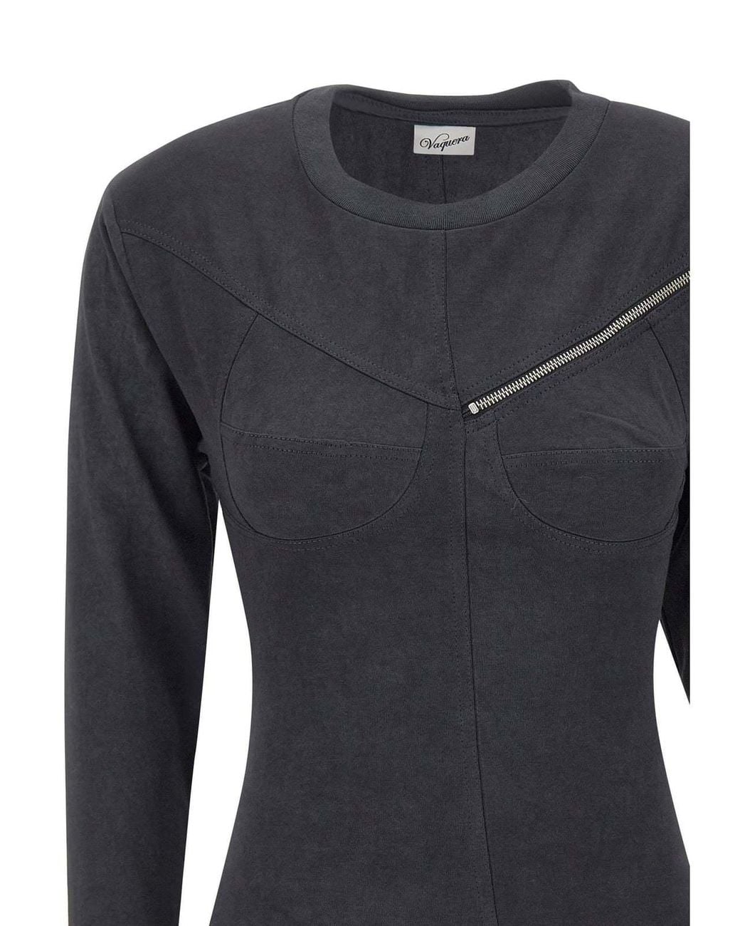 VAQUERA Blue Asymmetric Zip Long Sleeve Top