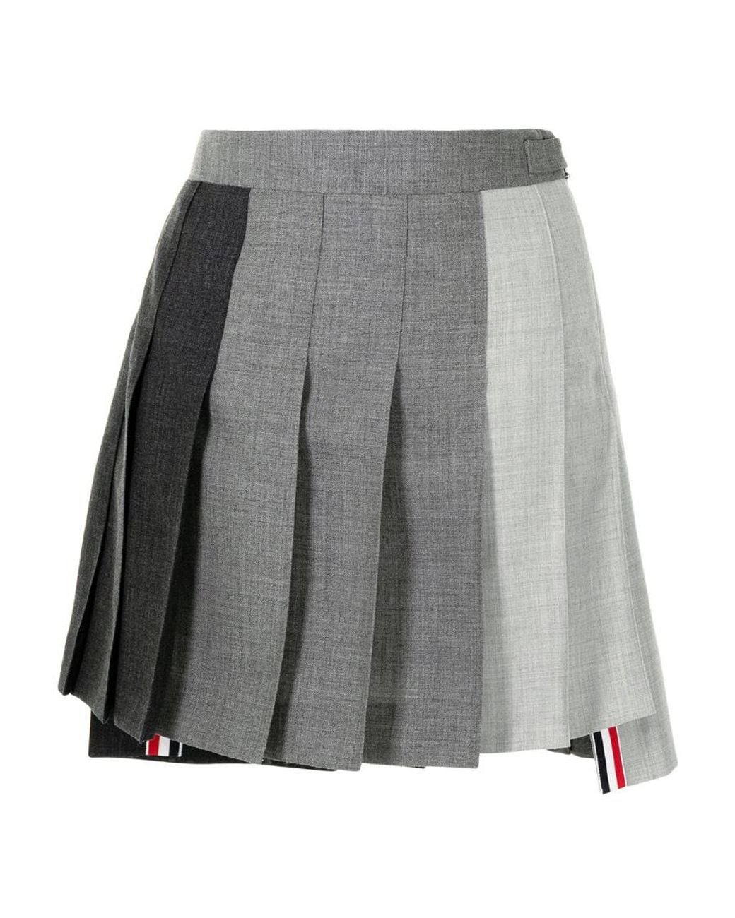 Thom Browne Gray Rwb Striped Pleated Mini Skirt