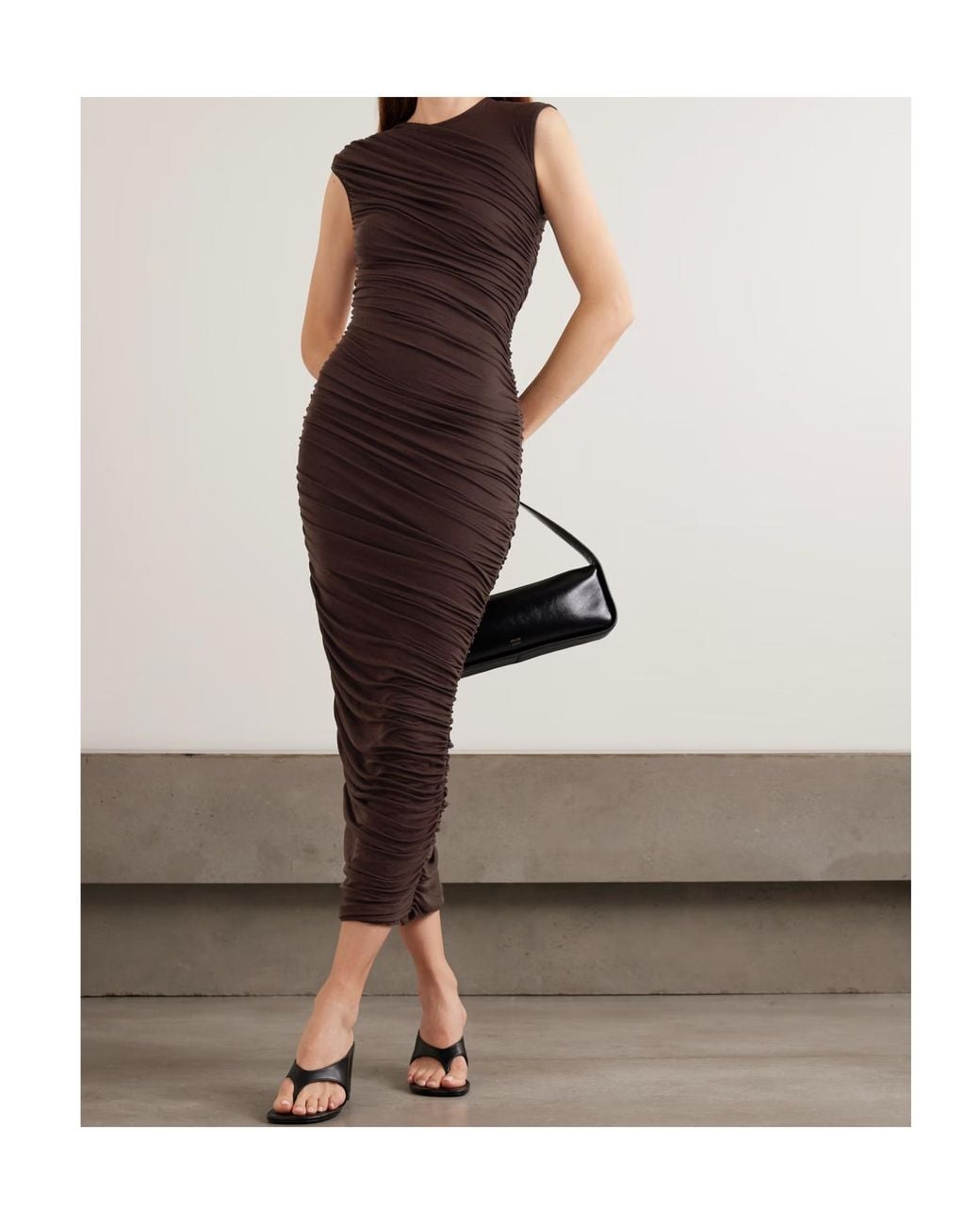 Agolde Brown Pleated Long Dress