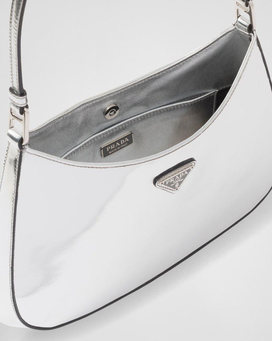 Prada White Cleo Brushed Leather Shoulder Bag