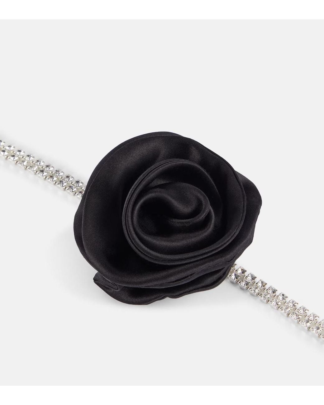 Magda Butrym Black Floral-Appliqué Crystal-Embellished Choker