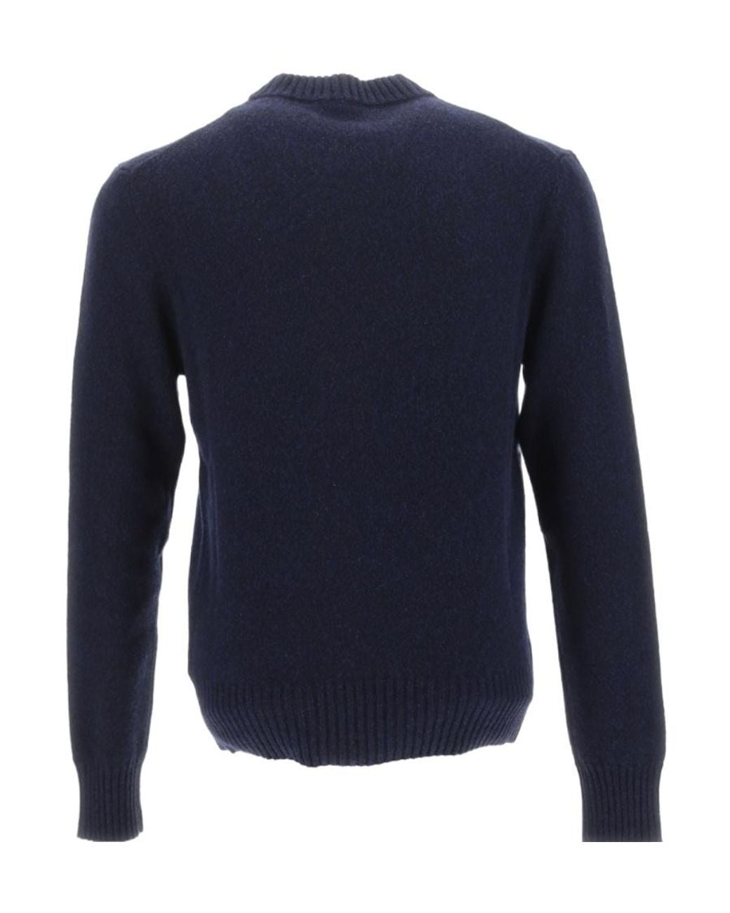 AMI Blue Logo-Embroidered Knitted Jumper for men