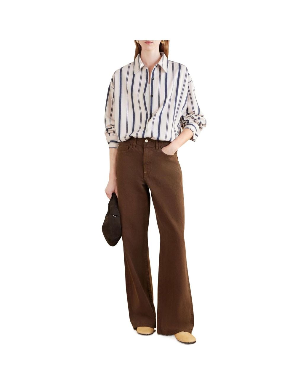 The Elder Statesman Brown Cotton-Twill Wide-Leg Pants