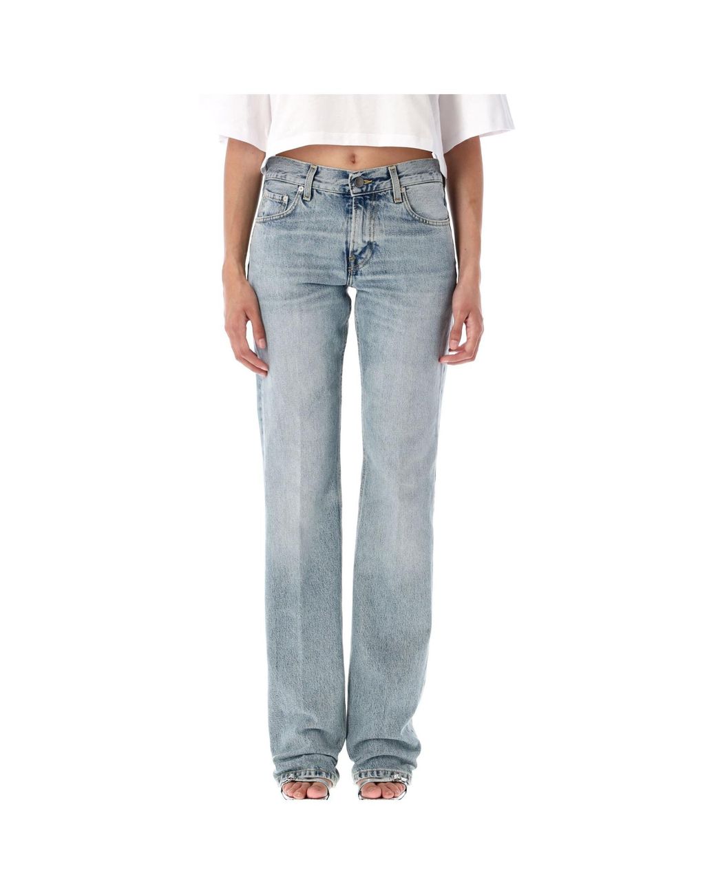 Haikure Blue Carly Logo Patch Straight-Leg Jeans