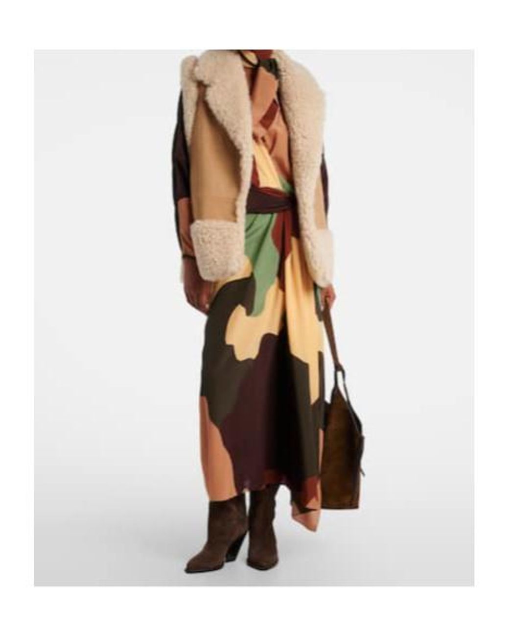 Johanna Ortiz Natural Faux Shearling-Trimmed Suede Vest