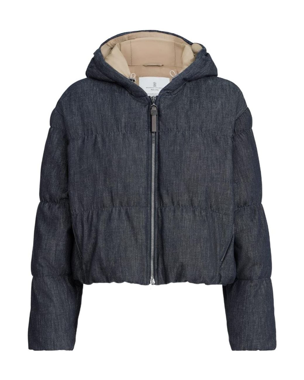 Brunello Cucinelli Blue Zip-Up Hooded Jacket