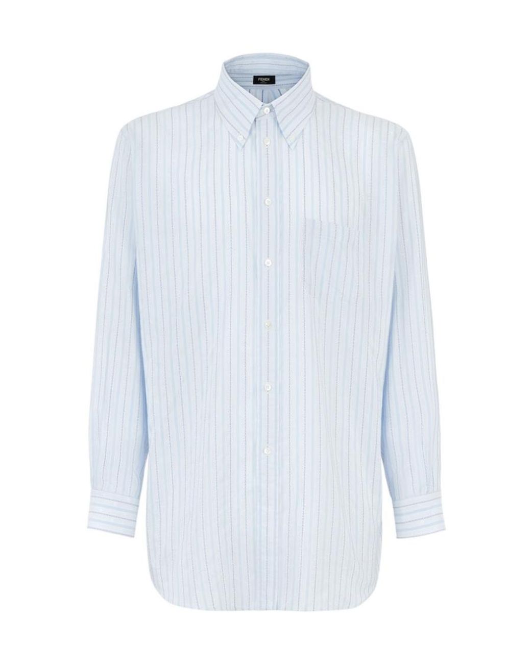 Fendi White Striped Button-Down Shirt for men