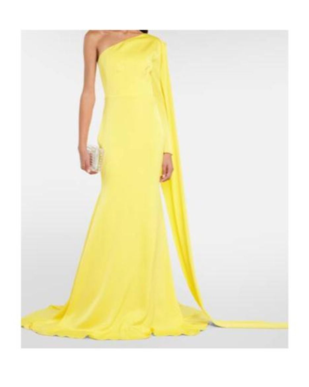 Alex Perry Yellow Caped One-Shoulder Satin Gown