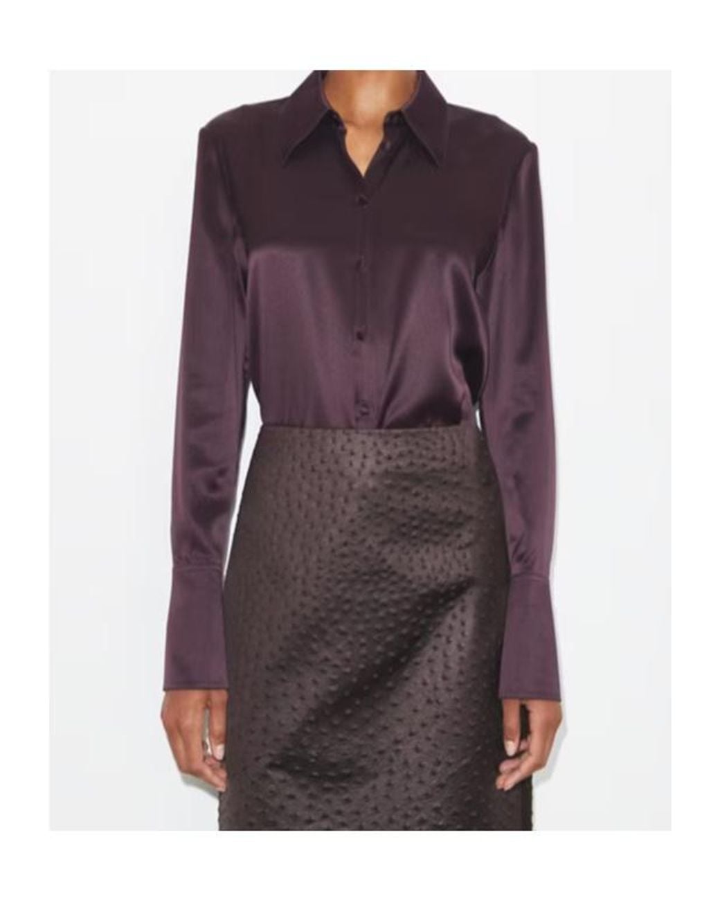 Tory Burch Purple Cuffed Silk Shirt