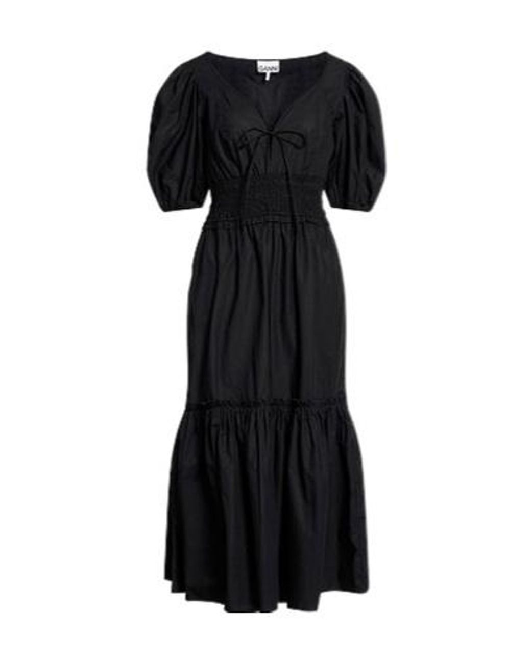 Ganni Black Solid-Color Flared Skirt