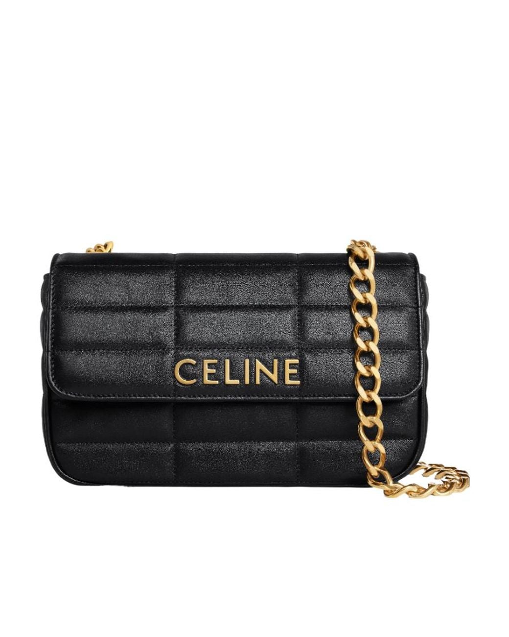 Céline Black Chain Shoulder Bag Matelasse Monochrome