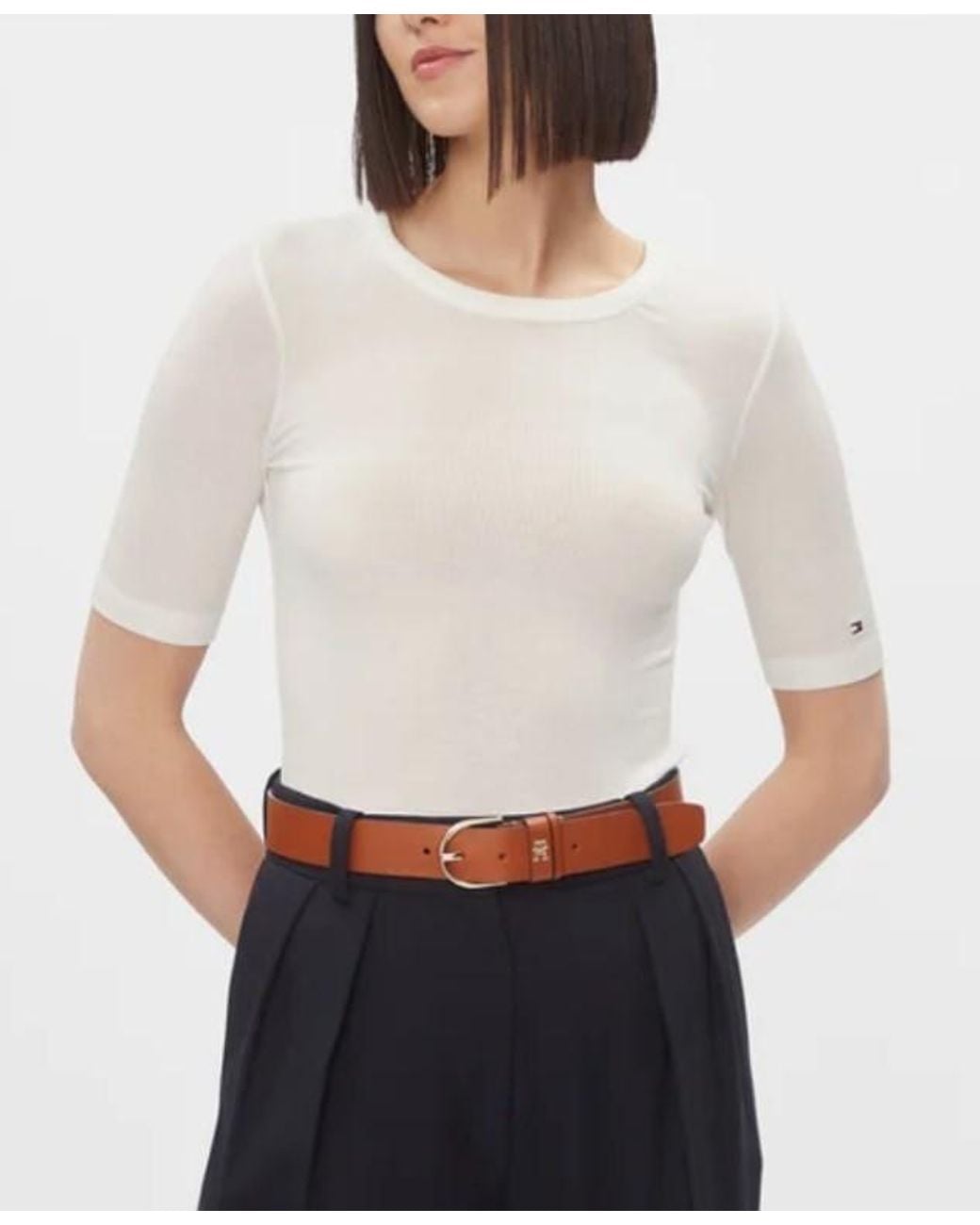 Tommy Hilfiger White T-Shirt With Round Neck And Short Sleeves