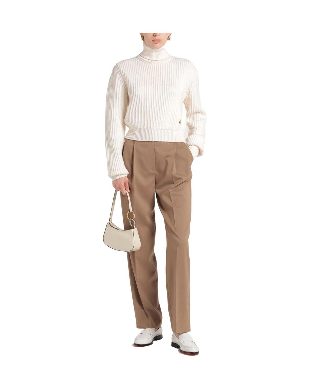 Dolce & Gabbana White Solid-Color Turtleneck Long Sleeves