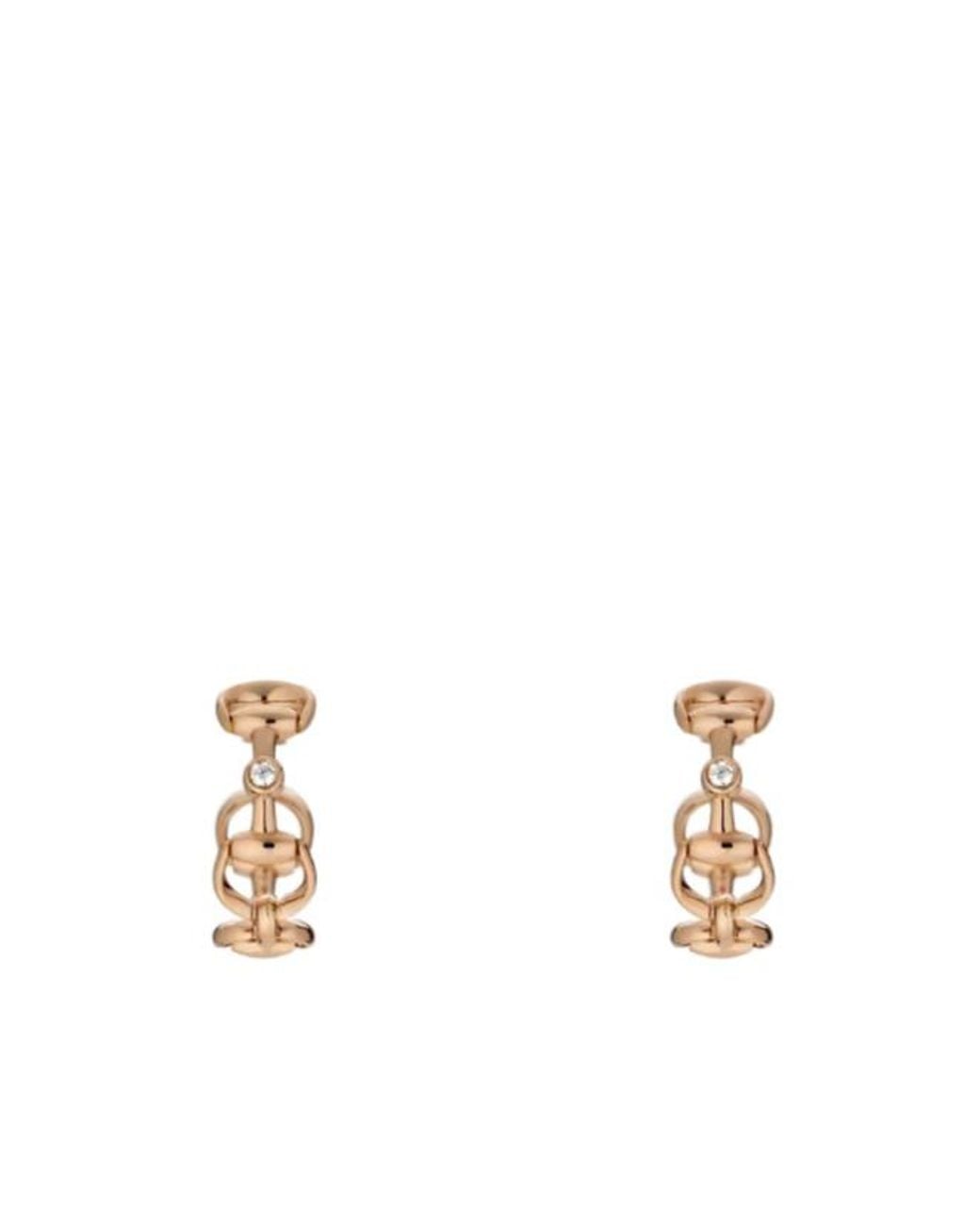Gucci Metallic Horsebit Diamond 18K Hoop Earrings