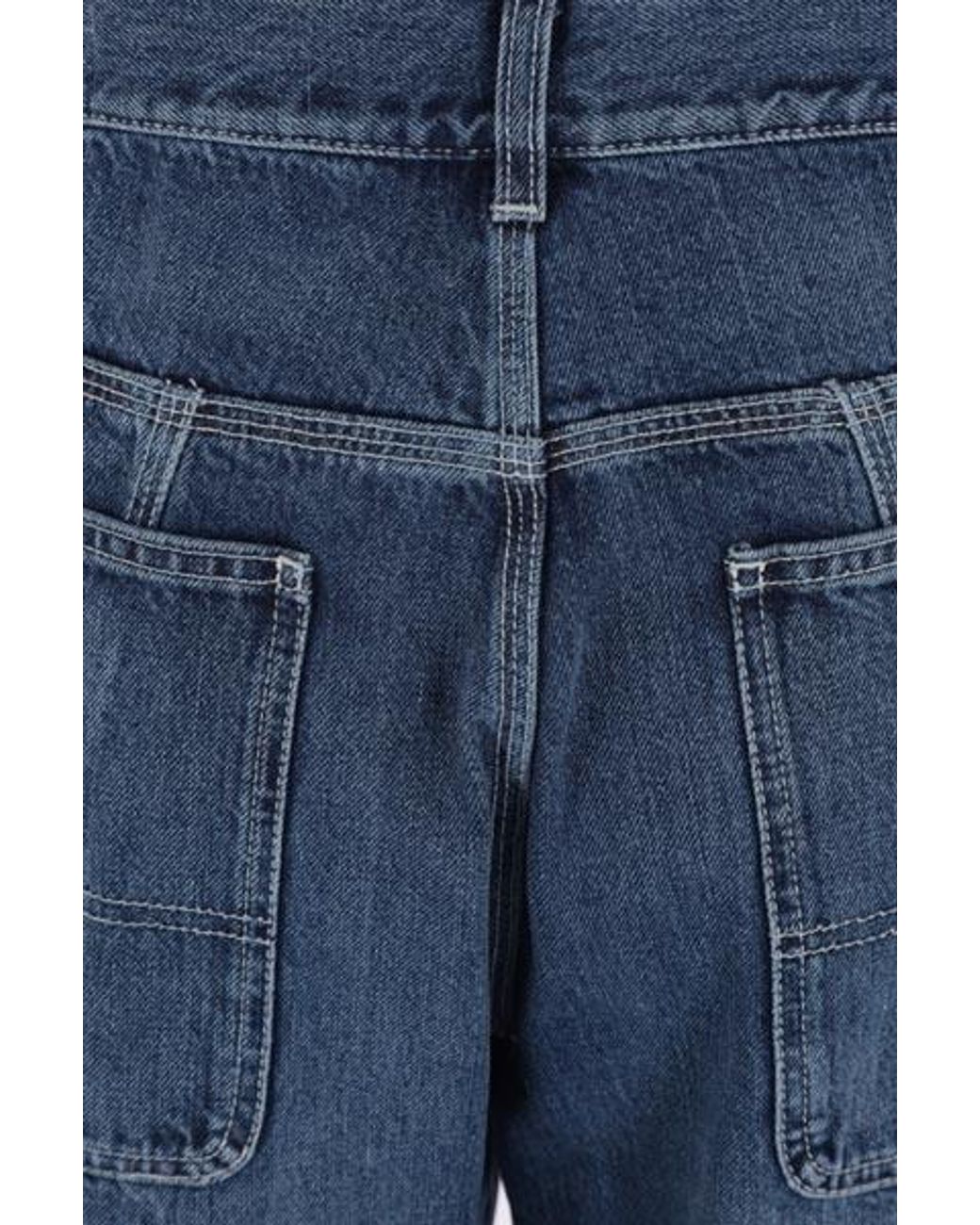 McQueen Blue Logo Patch Wide Leg Jeans for men