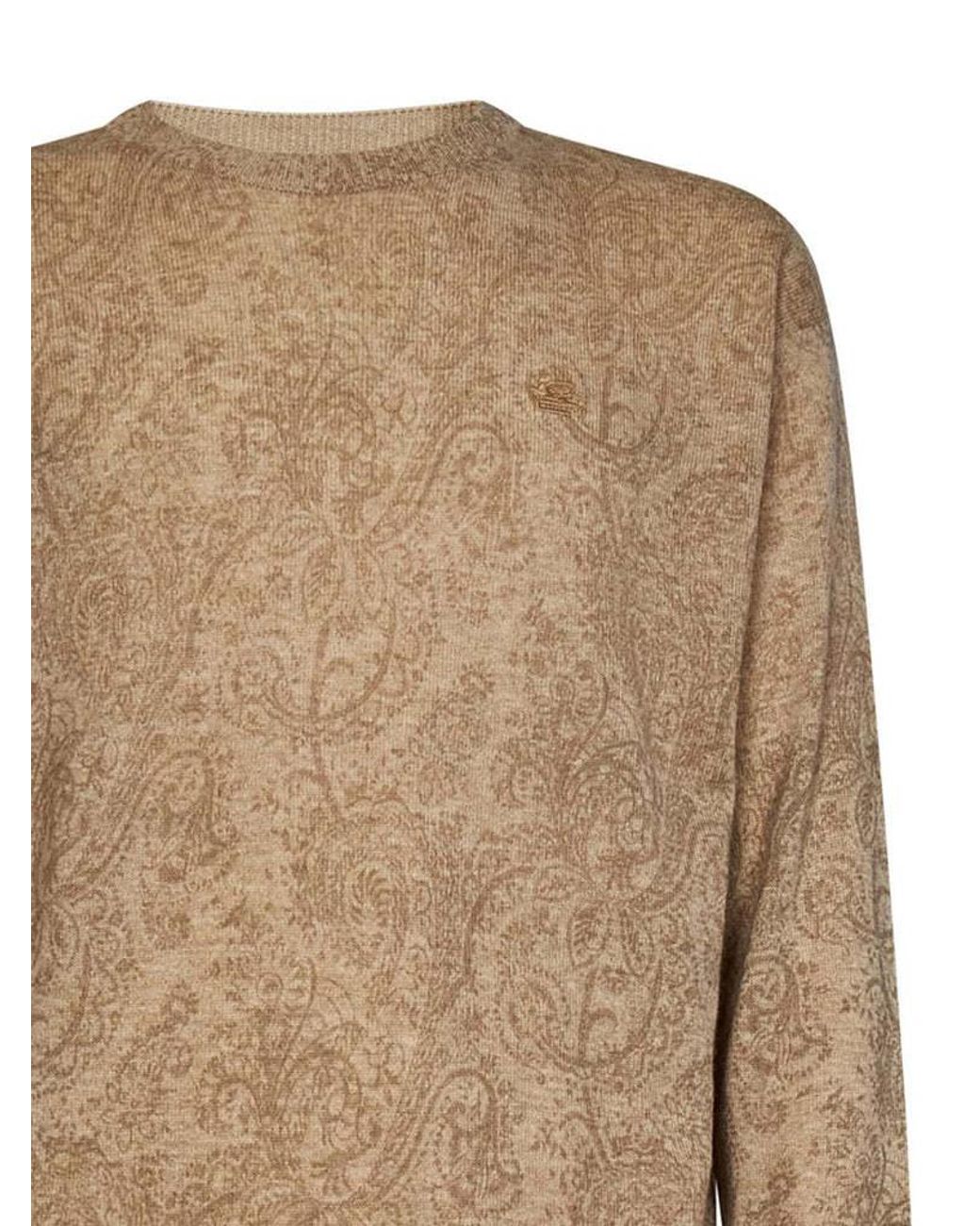 Etro Brown Logo-Embroidered Crewneck Knitted Jumper for men