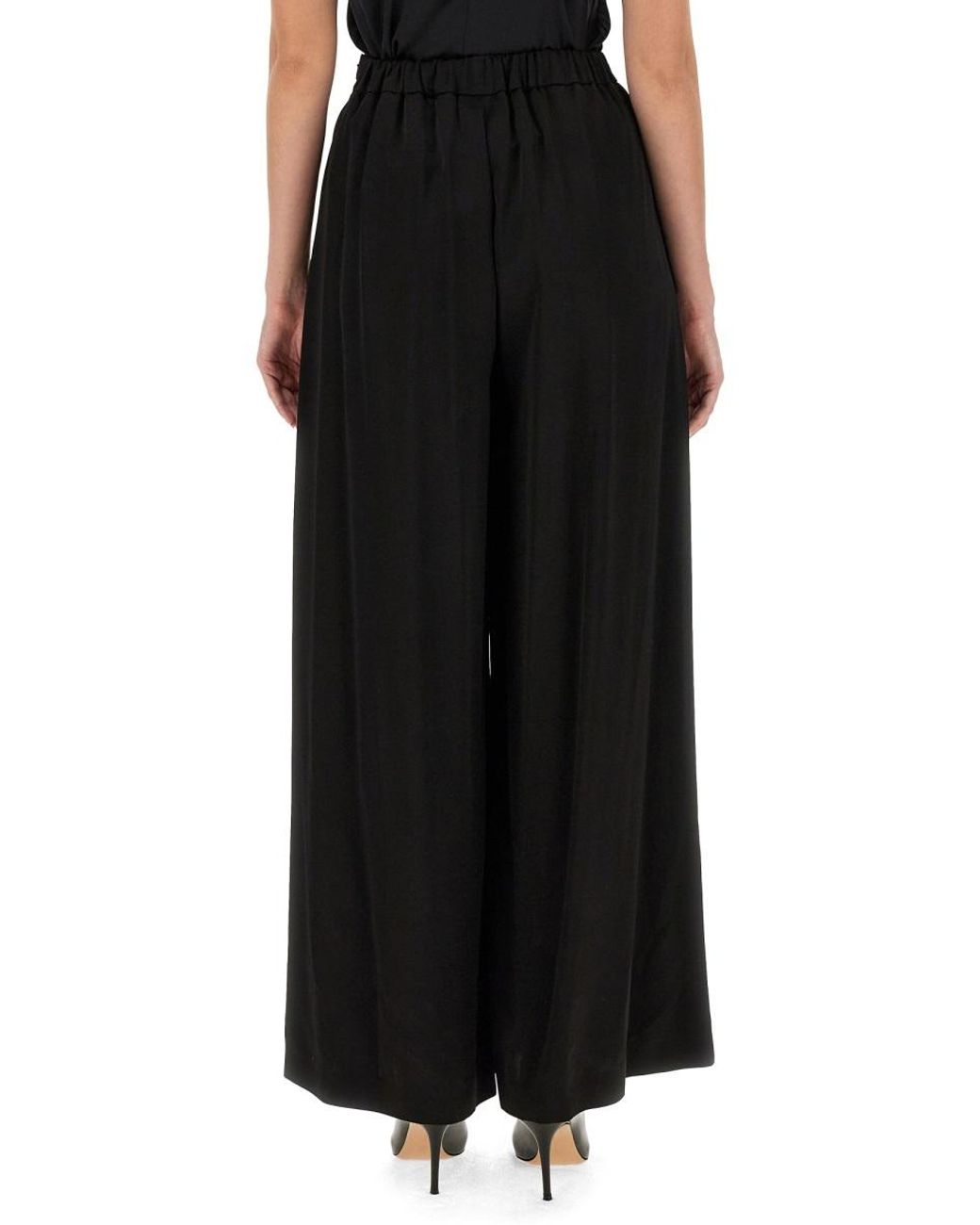 Fabiana Filippi Black Satin Wide-Leg Trousers