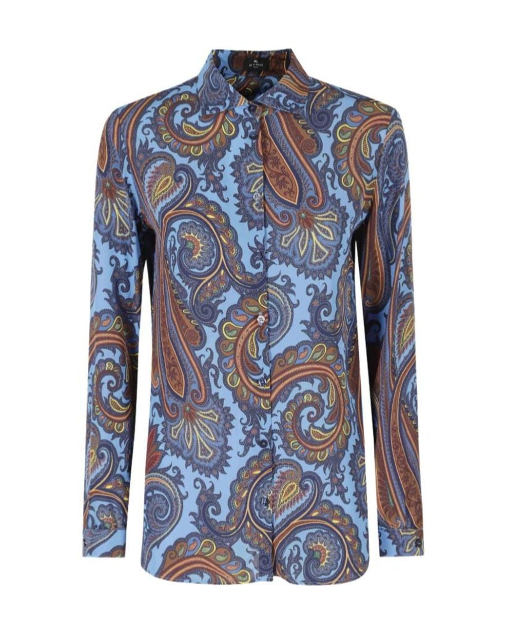 Etro Blue Paisley Print Shirt