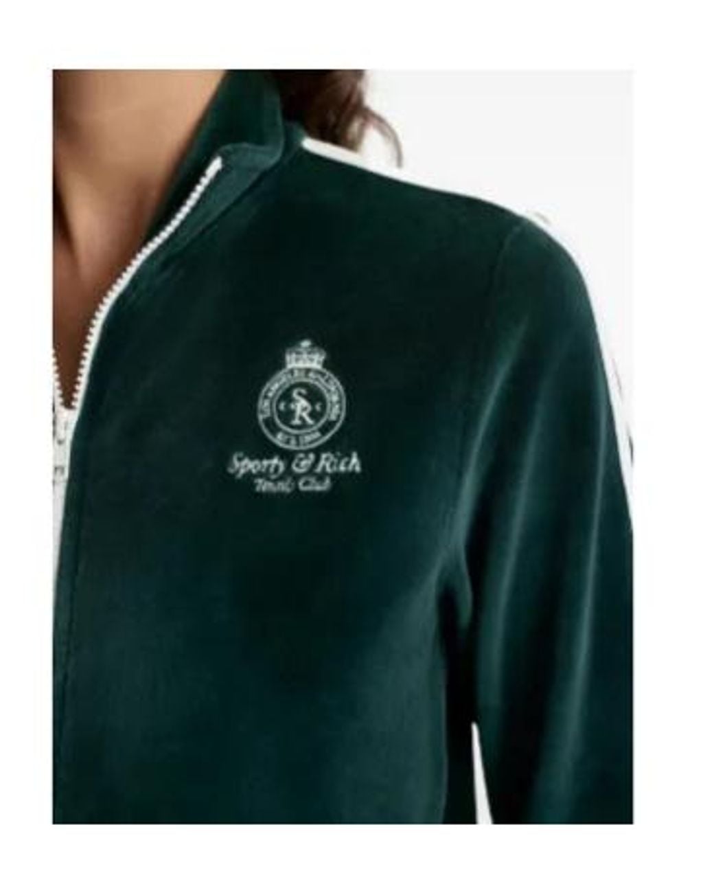 Sporty & Rich Green Zip-Up Striped Sweater