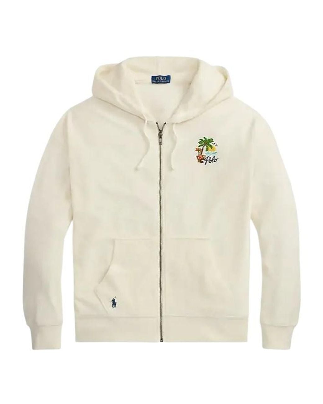 Polo Ralph Lauren White Embroidered Zip-Up Hoodie for men