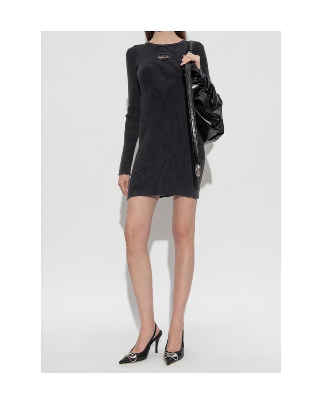 DIESEL Black M-Anchorage Ribbed Knitted Dress