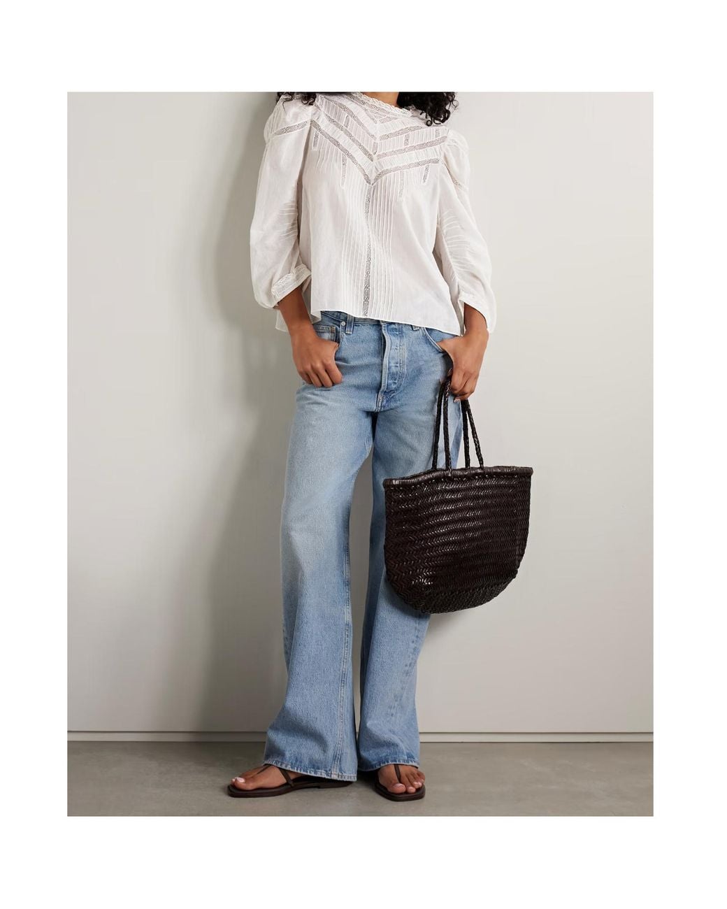 Doen White Adelphine Crochet-Trimmed Pintucked Organic Cotton-Voile Blouse