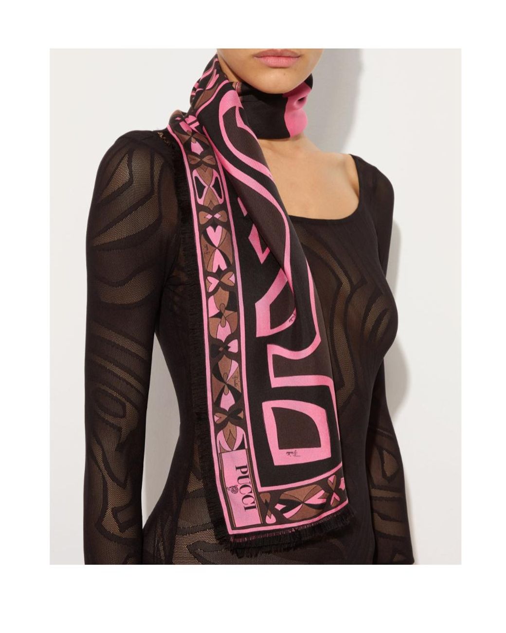 Emilio Pucci Red Mixed Print Silk Stole