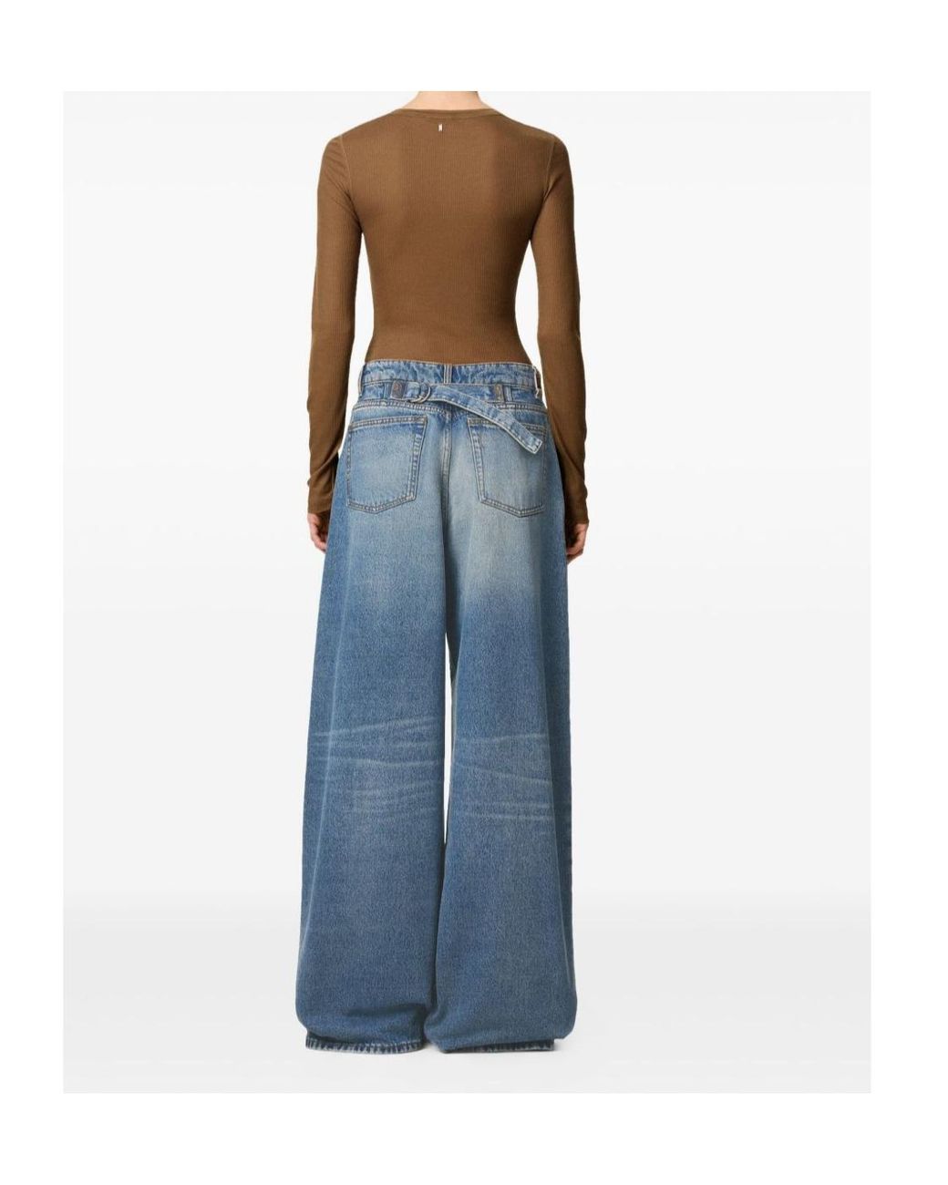 AMI Blue Cotton Super Wide-Leg Jeans
