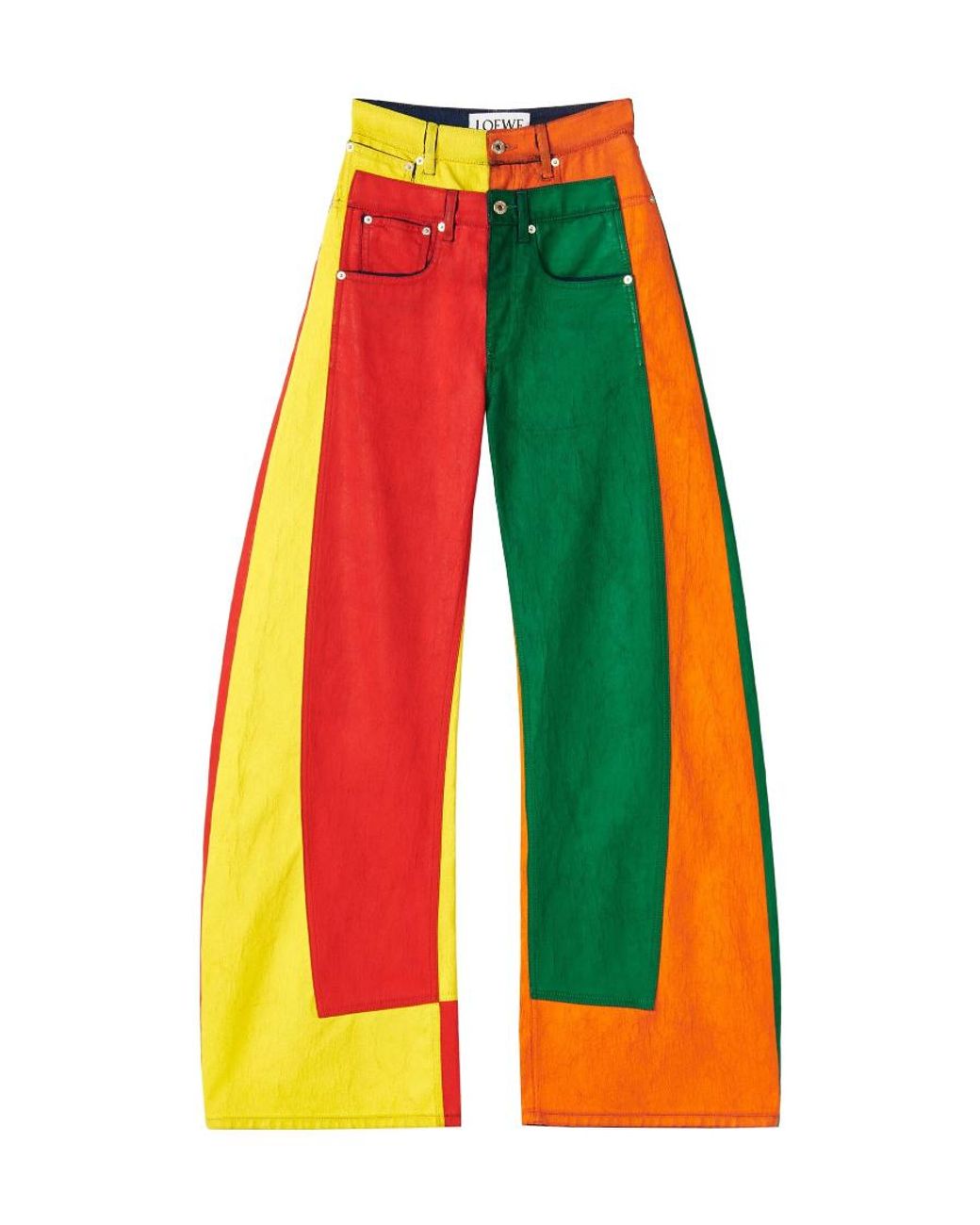 Loewe Red Multicolour Patchwork Jeans
