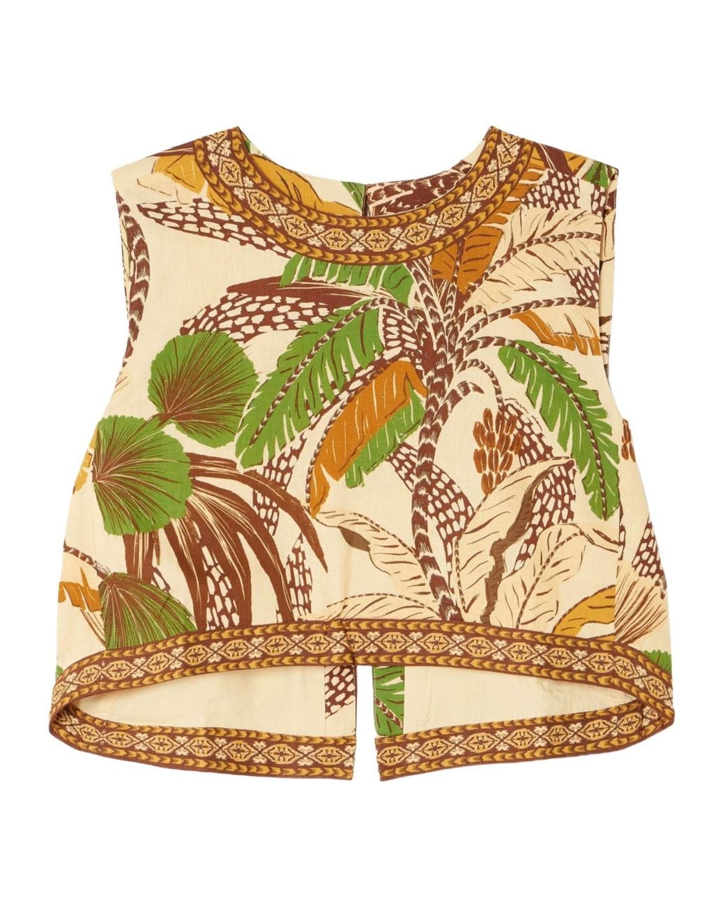 Farm Rio Multicolor Foliage Sketch Open Back Top