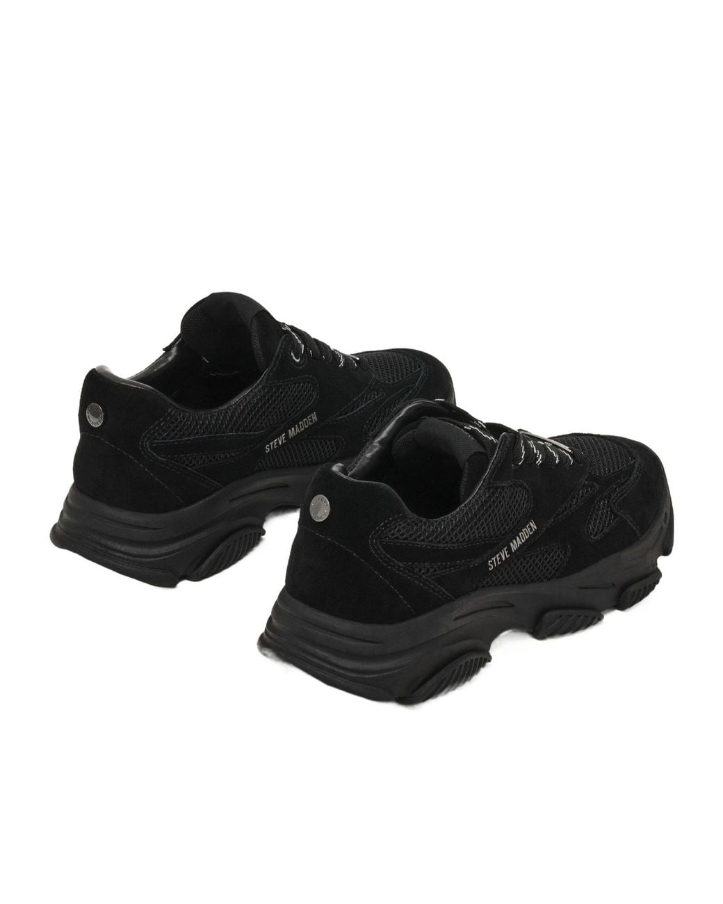 Steve Madden Black Meshpaneled Laceup Sneakers