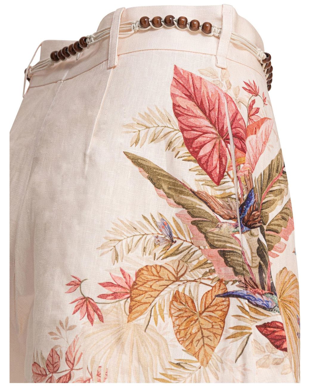 Zimmermann Natural Ascension Tuck Palm Floral Printed Shorts