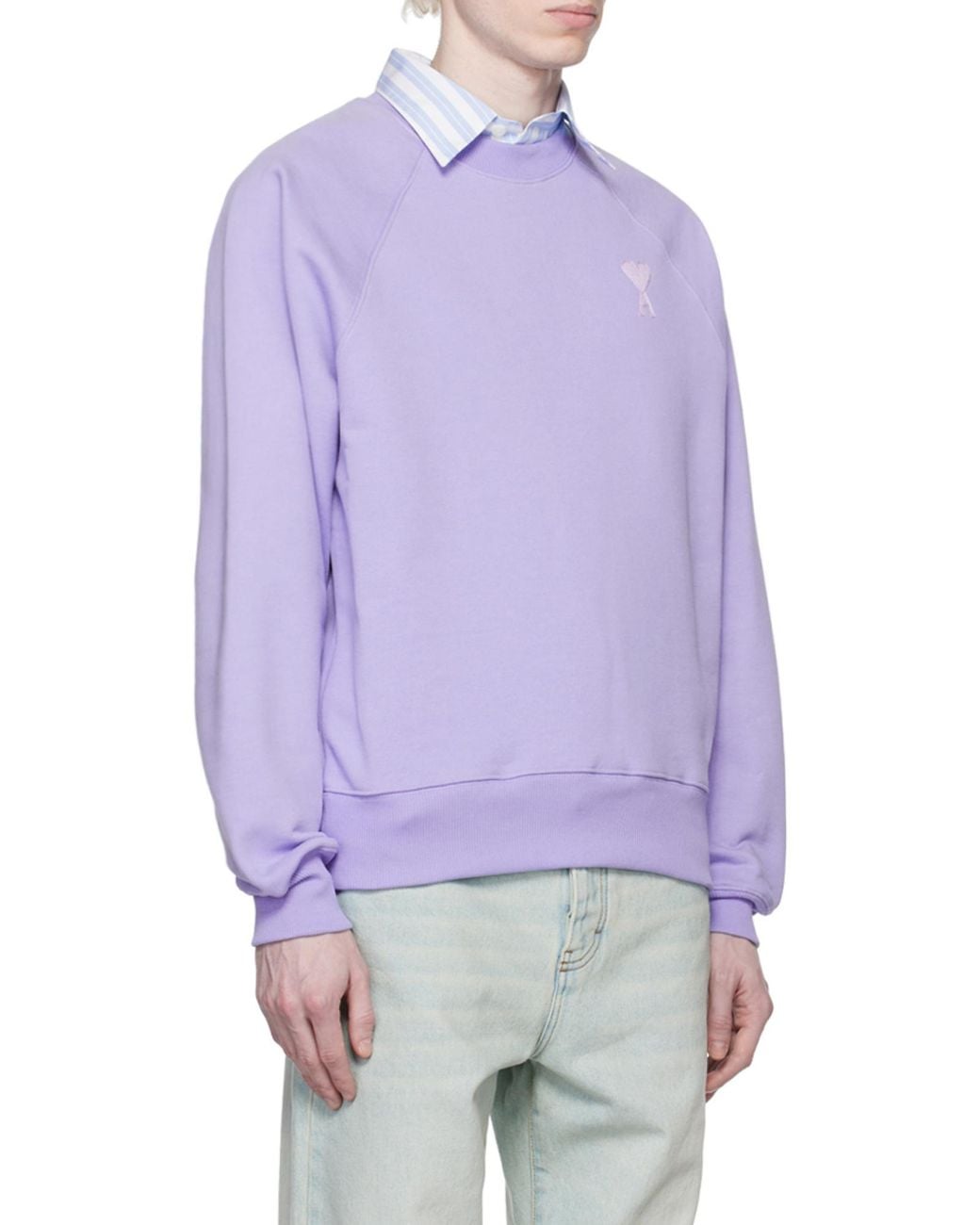 AMI Purple Ami De C Ur Round Neck Sweater for men