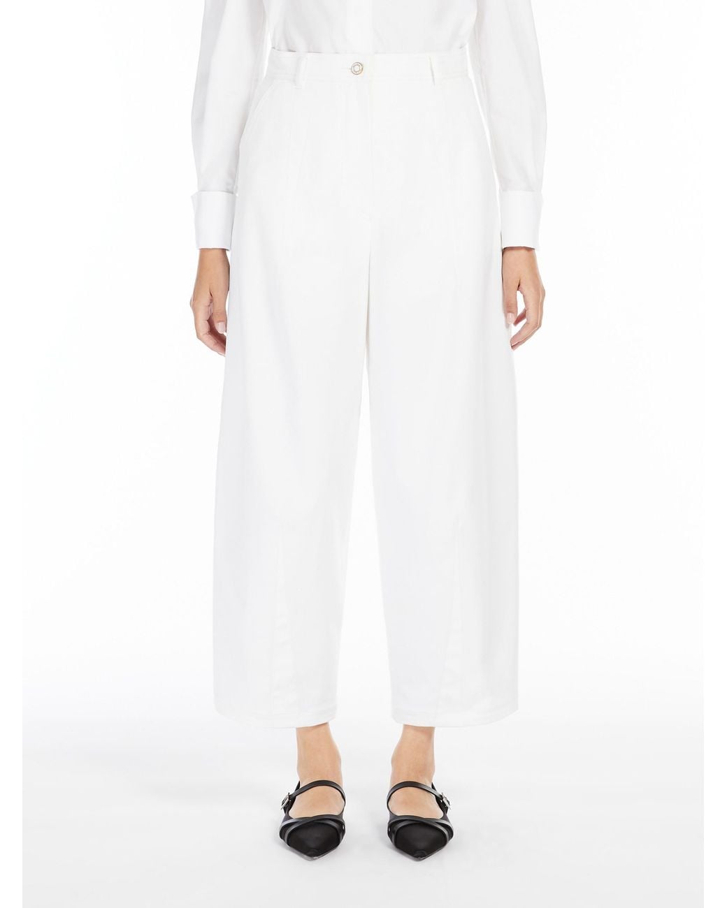 Max Mara White Mina Wide Leg Trousers