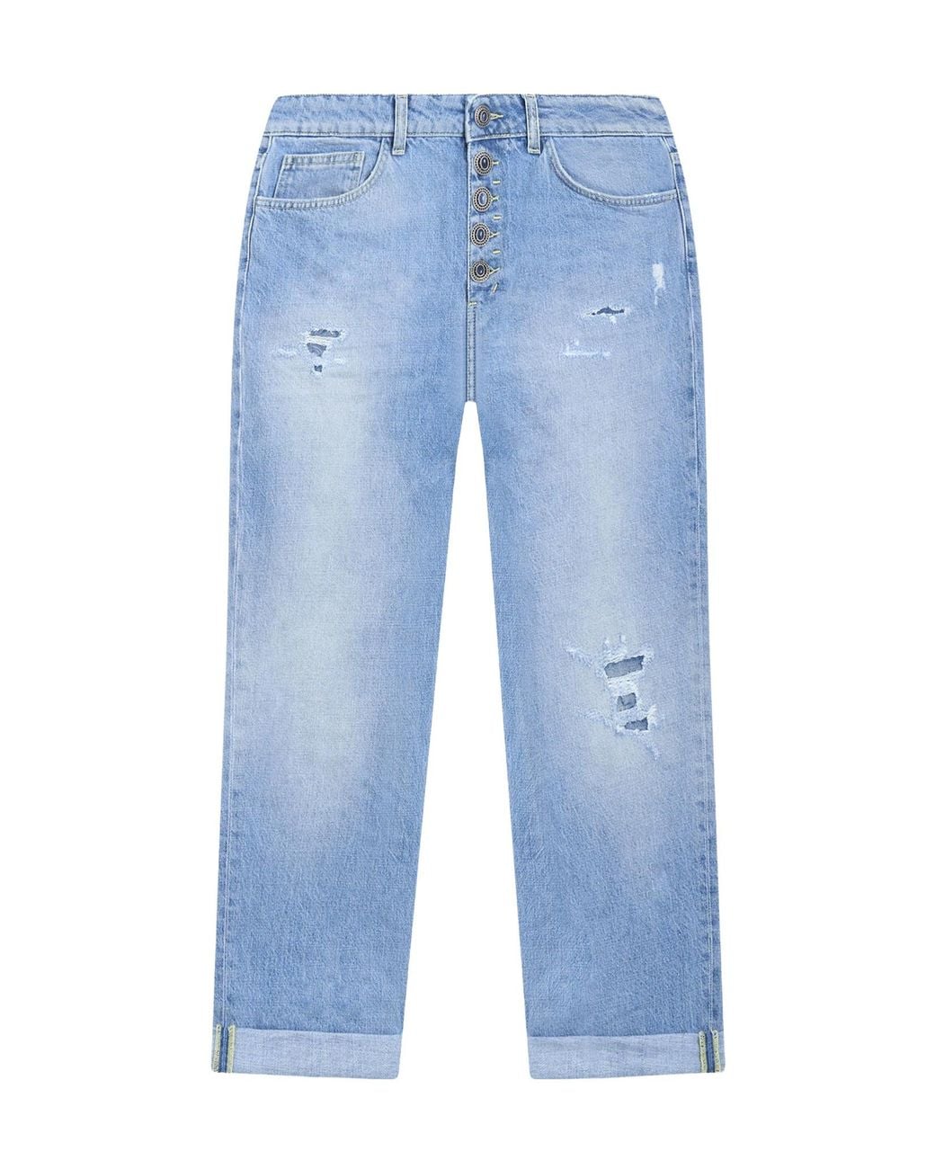 Dondup Blue Distressed Button-Fly Jeans