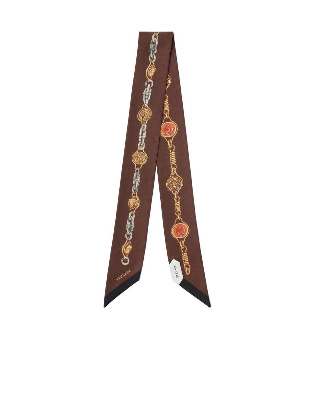 Versace Brown Pattern-Printed Twill Scarf