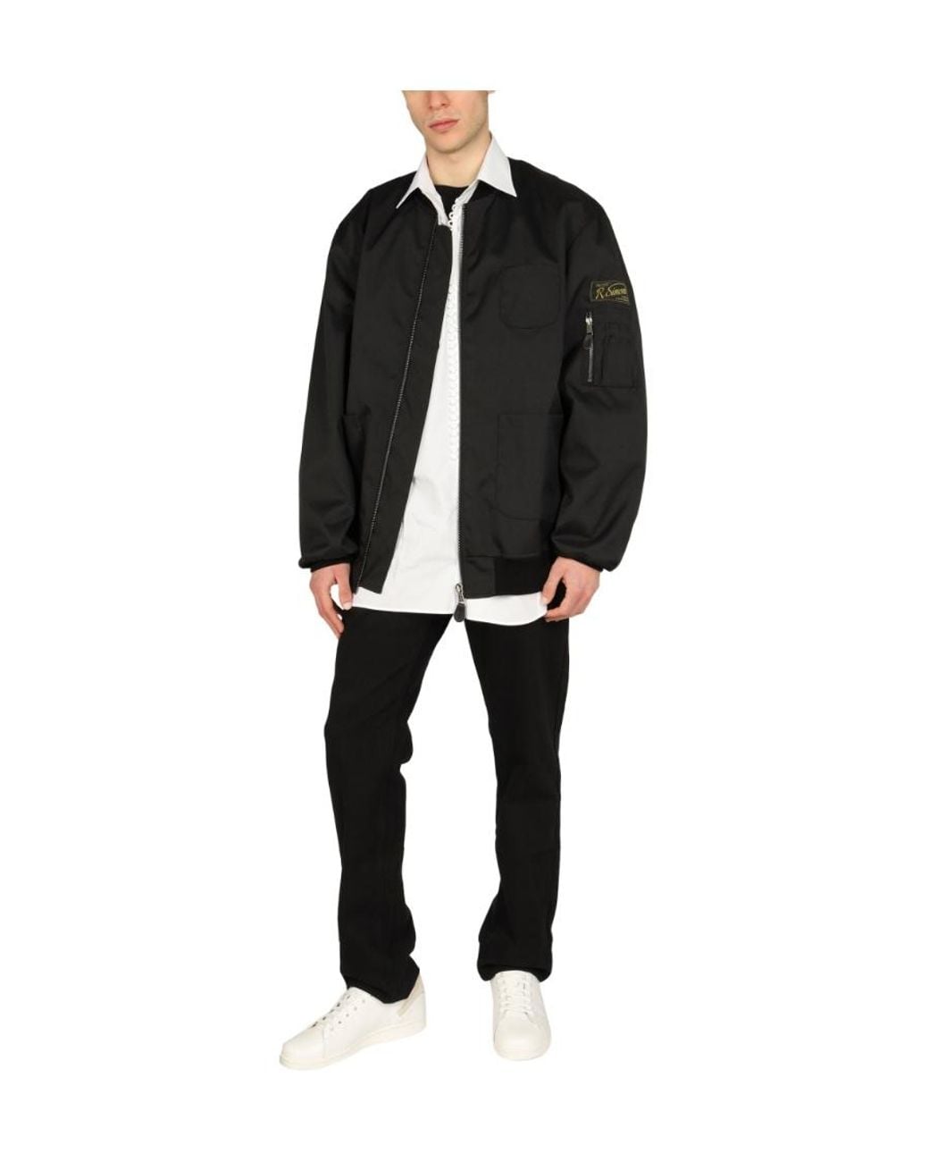Raf Simons Black Graphic-Print Bomber Jacket for men