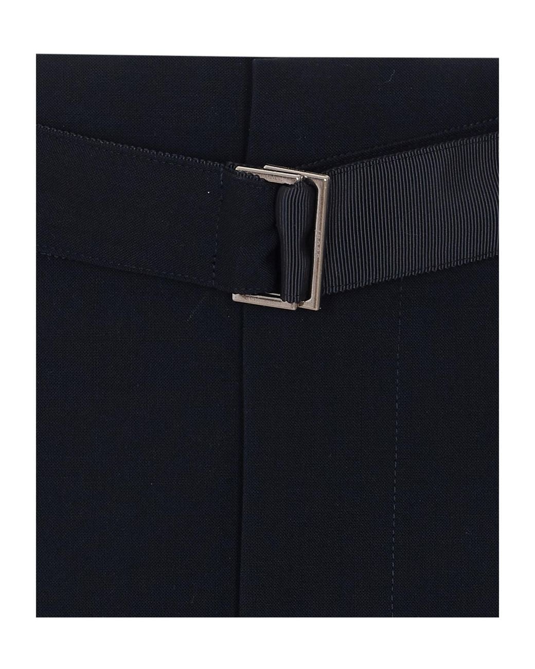 Sacai Blue Belted Pleated Midi Skirt