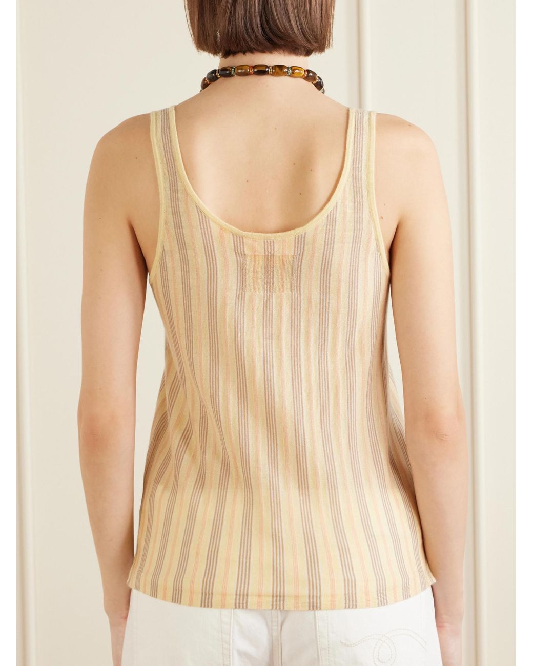 Guest In Residence Natural Striped Cashmere Vest