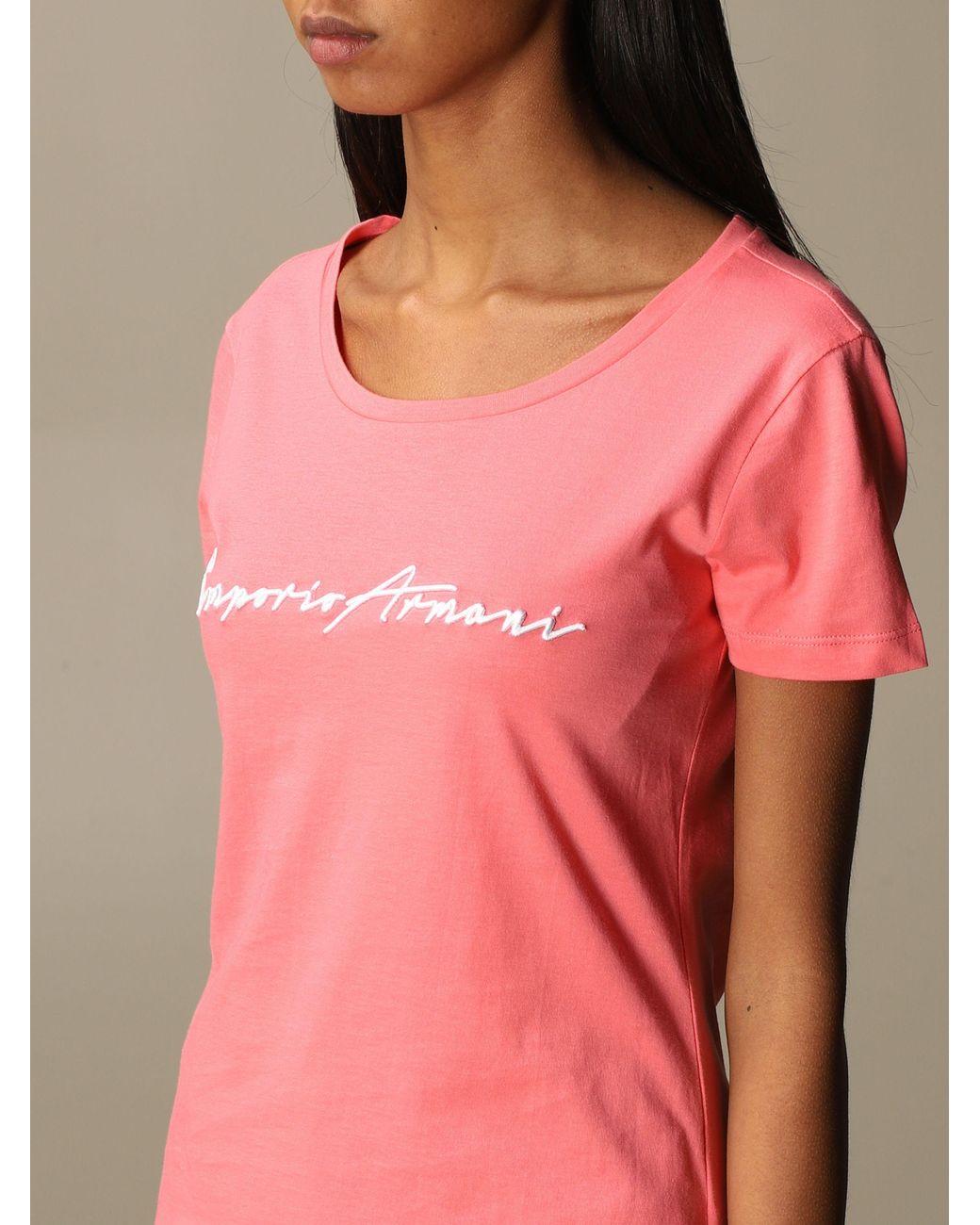 Emporio Armani Pink Crew Neck Logo T-Shirt