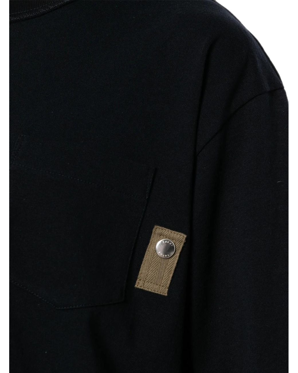 Sacai Black Patch Pocket Crewneck T-Shirt for men