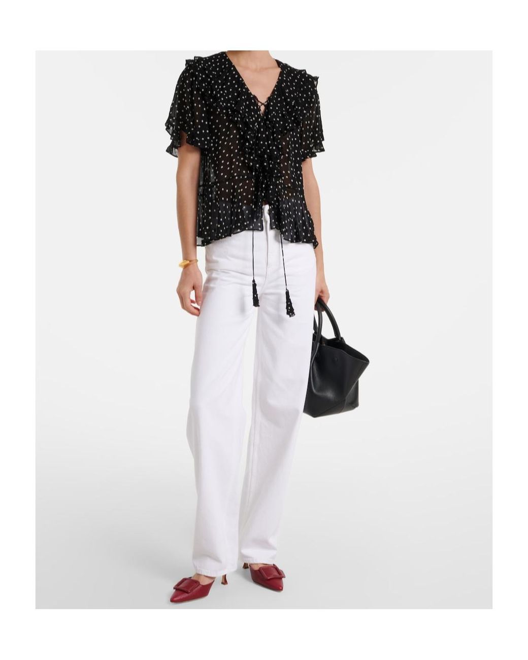 Dorothee Schumacher Black Dancing Dots Polka Dot Georgette Cover-Up