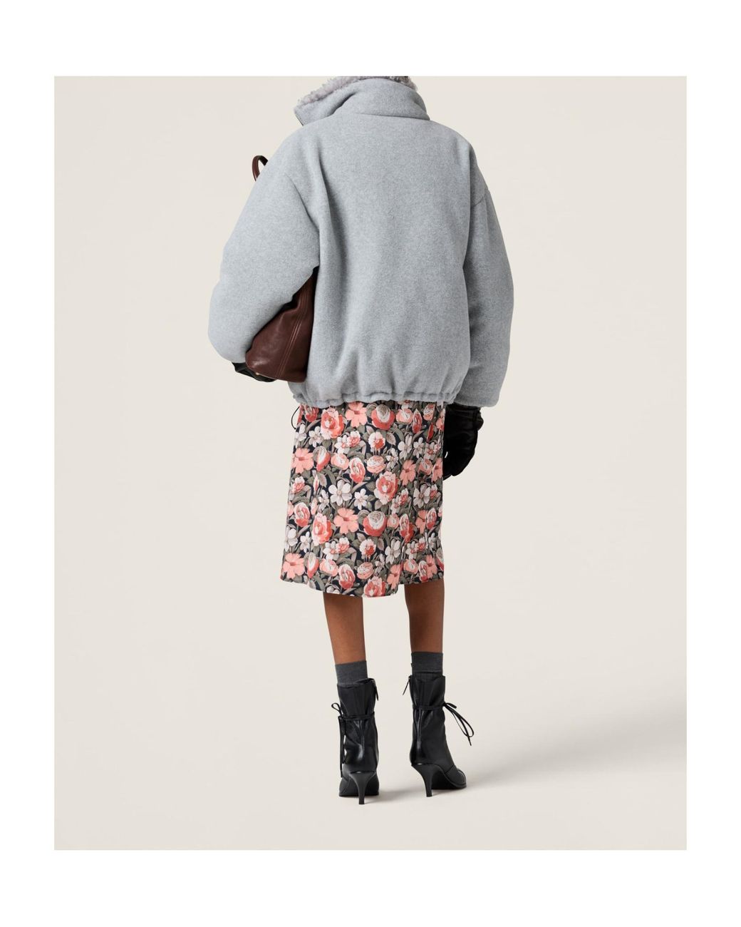Miu Miu Gray Fleece Down Jacket